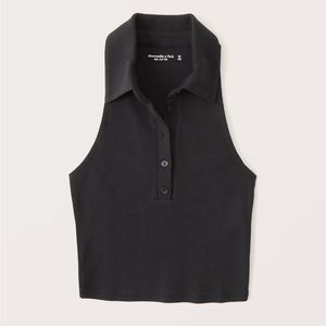 Abercrombie & Fitch Black Ribbed Polo Tank